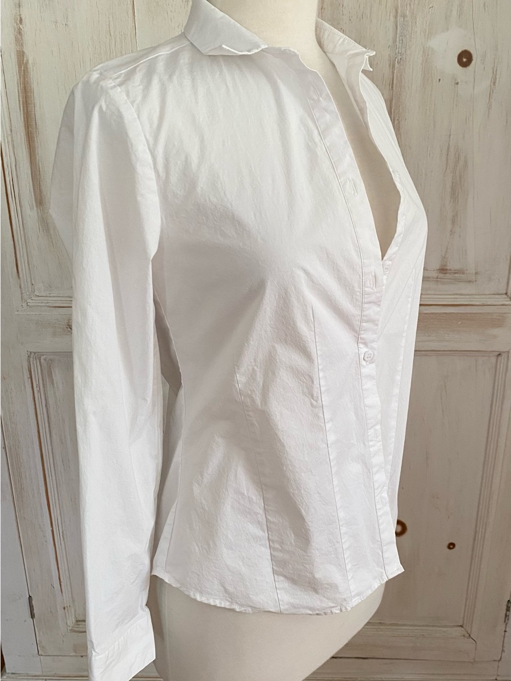 Vera Fishbaugh White Fitted Shirt 97% Cotton